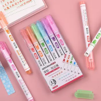 6 цветов/коробка, Корейское Линейчатое Стационарное Граффити, конфеты, цветные точки, Маркер, Роликовая ручка, Маркер для рисования