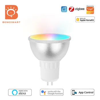 Benexmart TUYA Zigbee GU5.3 Умный Светодиодный Точечный Светильник RGBCW С Регулируемой Яркостью Alexa Google Home Декоративная Лампа 110 В 220 В Лампа