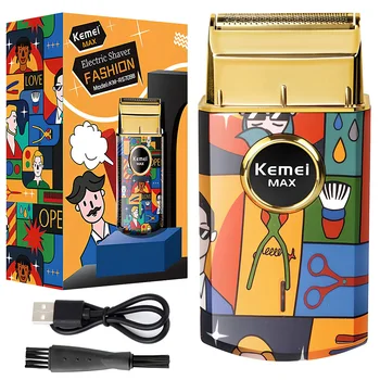 Kemei Беспроводная бритва с одной фольгой StyleCraft Graffiti, Профессиональная литий-ионная бритва, Электрический Парикмахерский Отделочный инструмент, Титан