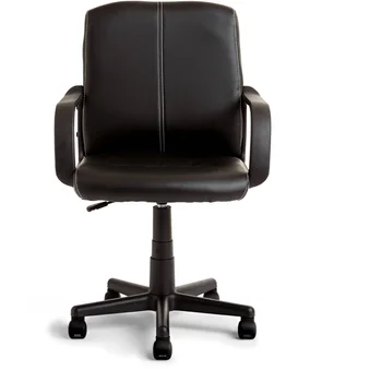 WK655636 Кожаный офисный стул со средней спинкой на колесиках, прочный, 22,00x22,80x36,00 дюймов