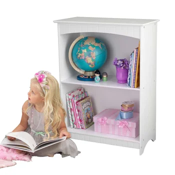 Детский деревянный книжный шкаф Nantucket с 2 полками, белая мебельная книжная полка для детей