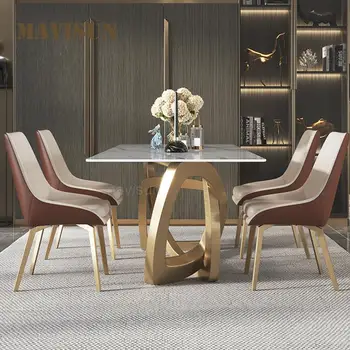 Дизайн Обеденный стол из золотого сланца, Креативная Роскошная Домашняя мебель для ресторана высокого класса, Удобные наборы Стульев для 2-4 человек